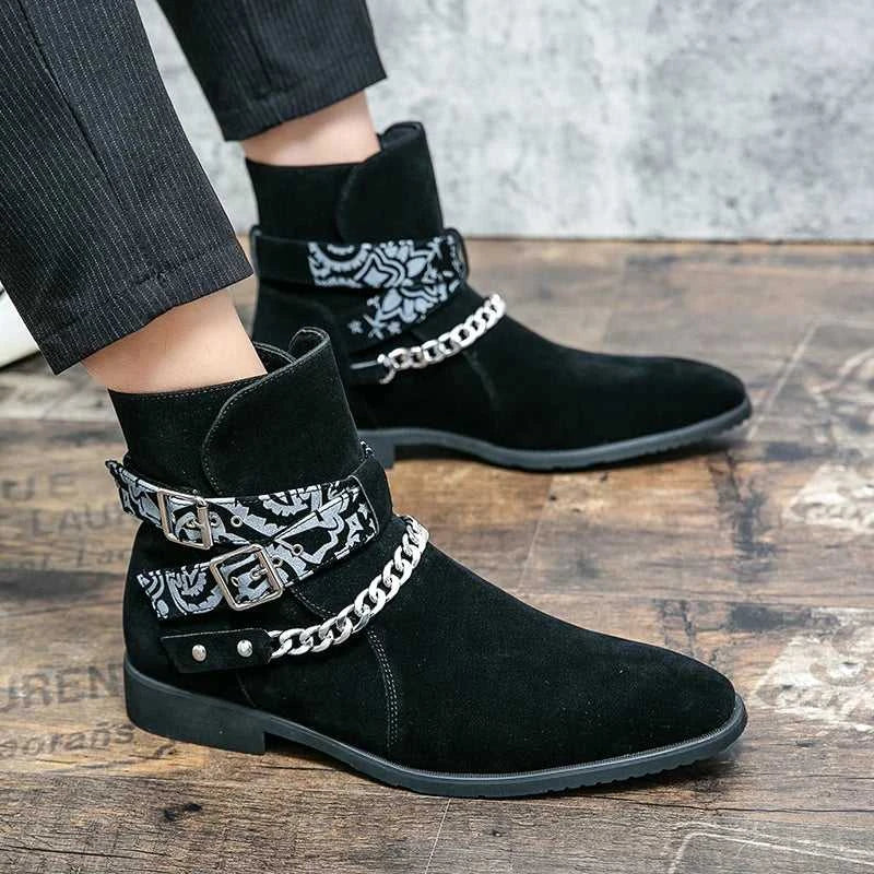 Black Men Short Boots Brown Flock Buckle Strap Round Toe Ankle Boots for Men Business Men Boots Zapatos Hombre The jack market .AU The jack market .AU Step Up Your Style: Trendy Shoes for Every Occasion! $ 106 14:100018786#brown;200000124:200000900