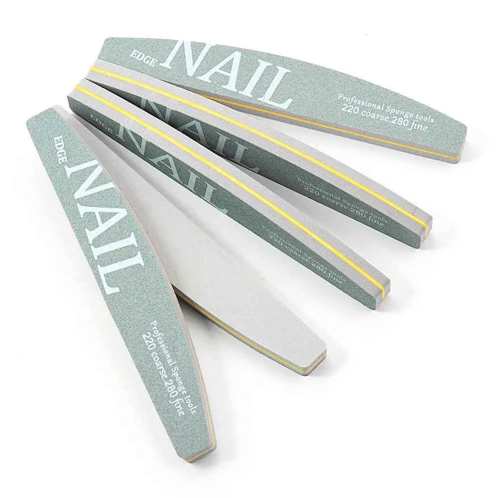 5/10 Sponge Block Nail Art File 220/280 Grit Green/Grey Halfmoon Lime a Ongle Buffer Nail Supplies Professional Manicure Tools