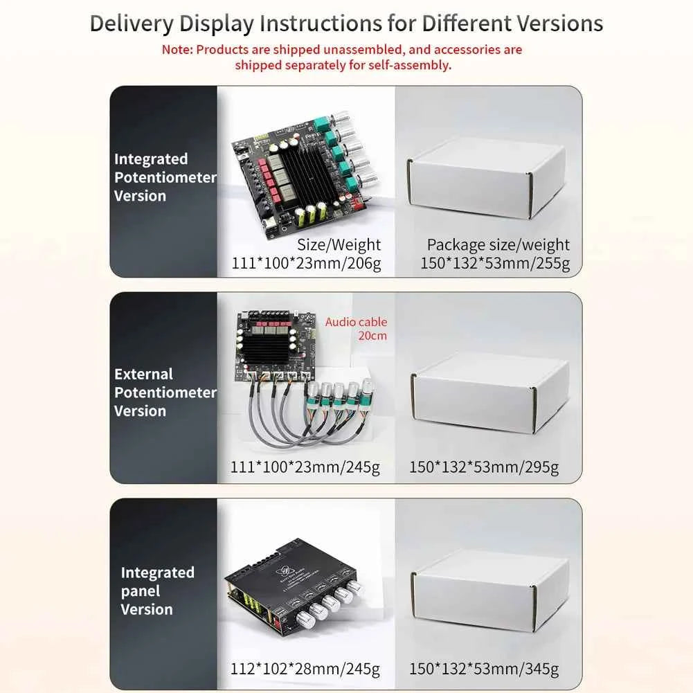 XY-ST21PRO Compact 2.1Channel TPA3255 BT Digital Power Amplifier Board 100W*2+200W High Low Tone Subwoofer Power Amplifier Board