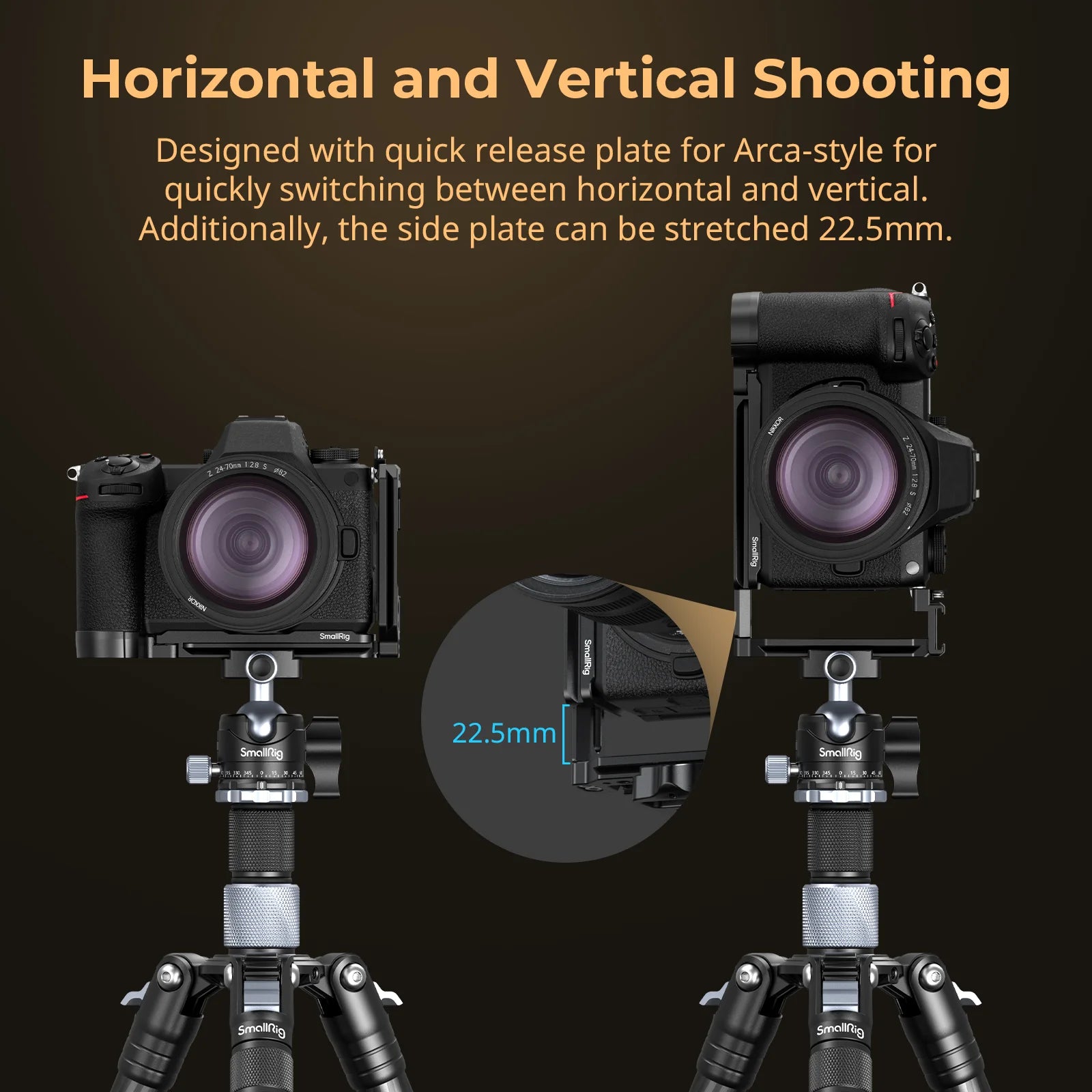 SmallRig L Plate for Nikon Z 6III, L-Bracket for Arca-Swiss, with 1/4"-20 Threaded Holes, QD Connector, Cold Shoe Mount - 4523