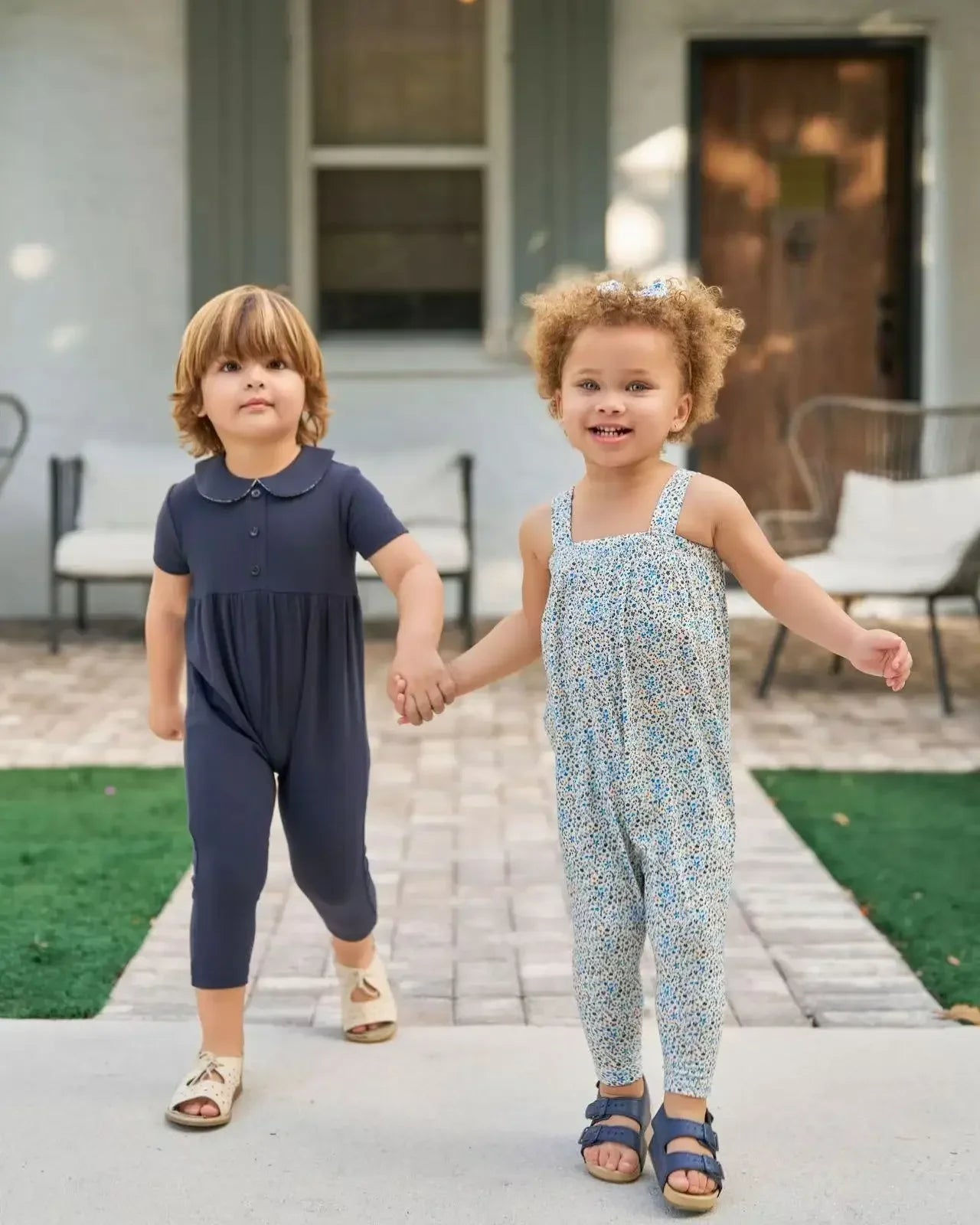 AS Robe Girls' Floral Collar Dress - Cute Matching Baby Set for Sisters