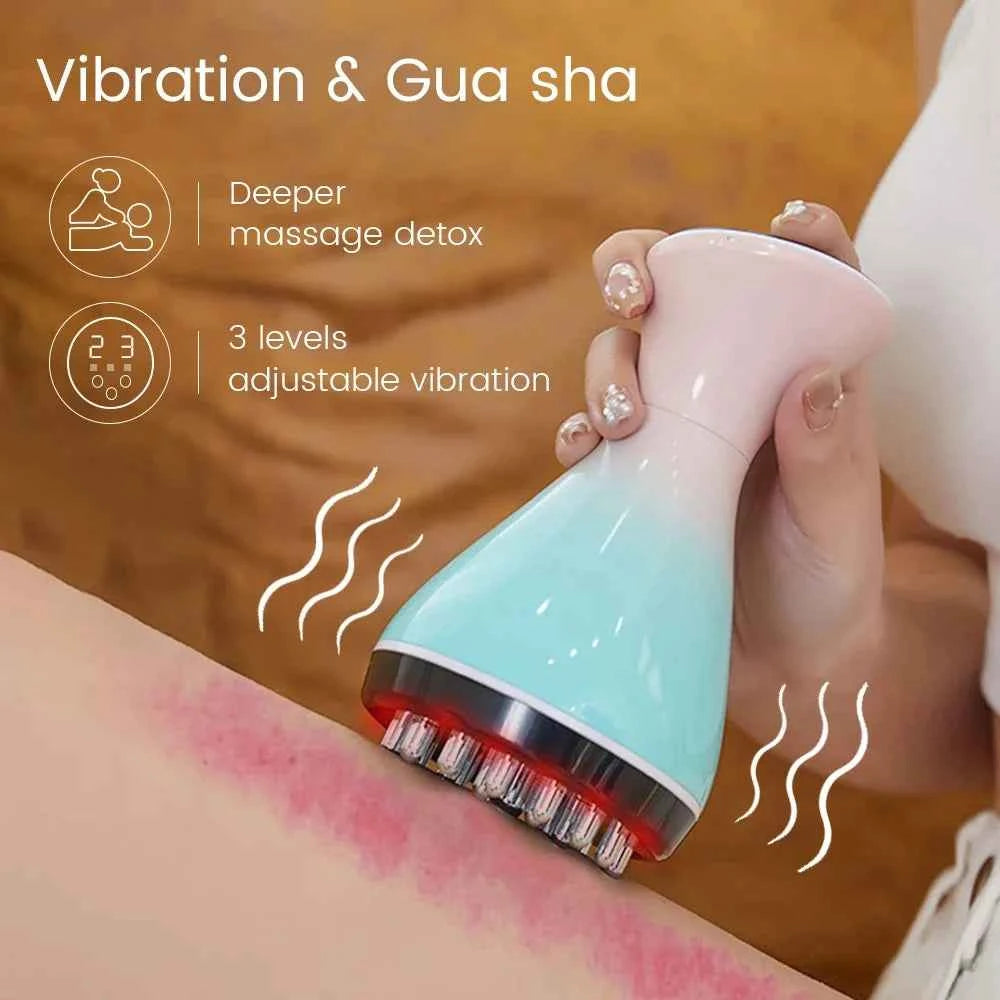 Electronic Meridian Brush Gua Sha Scrapping Massager Tool Anti Cellulite Magnet Therapy Infrared Heat Slimming Fat Burner Fat