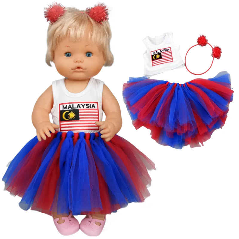 Nenuco 17-Inch Baby Doll Dress - Festive Christmas Tree Design with Red & Green Skirt for 40cm Dolls
