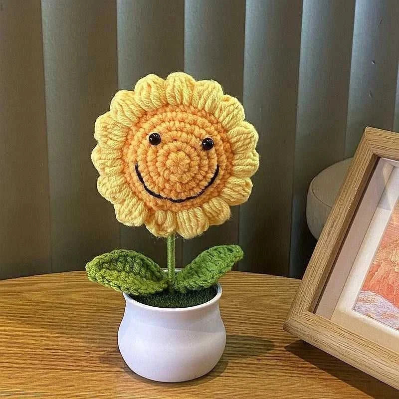 Sunflower Crochet Flower Artificial Hand Woven Flowers Finished Girasol Crochet Plants Wedding Guest Gifts Desktop Decoration The jack market .AU The jack market .AU $ 23 14:200013901#S27
