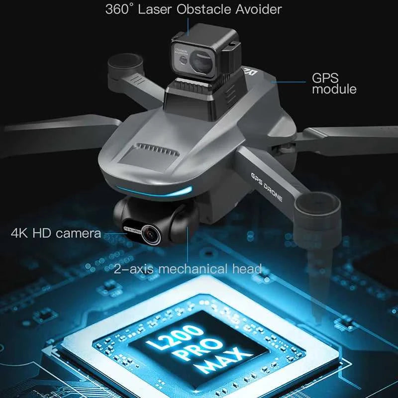 Drone GPS 8K Professional 2-Axis L200 PRO MAXHD Dual Camera 5G WIFI FPV 360° Laser Obstacle Avoidance Brushless Motor Dron The jack market .AU The jack market .AU Drones $ 176 14:29#NO-OAS