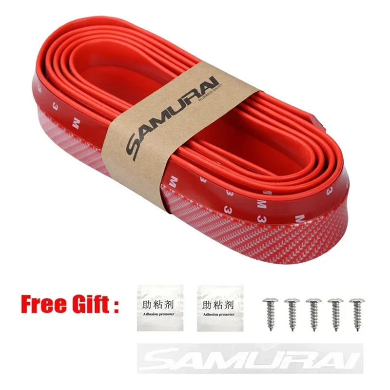 2.5M Car Front Bumper Lip Protector Carbon Fiber Rubber Splitter Chin Spoiler Side Skirt Rubber Anti Scratch Protector Body Kit