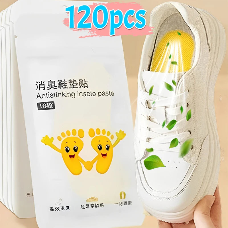 12/120Pcs Shoes Deodorant Sticker Deodorant Foot Odor Sneaker Smell Fresh Fruity Aroma Insole Sterilization Sticker Wholesale