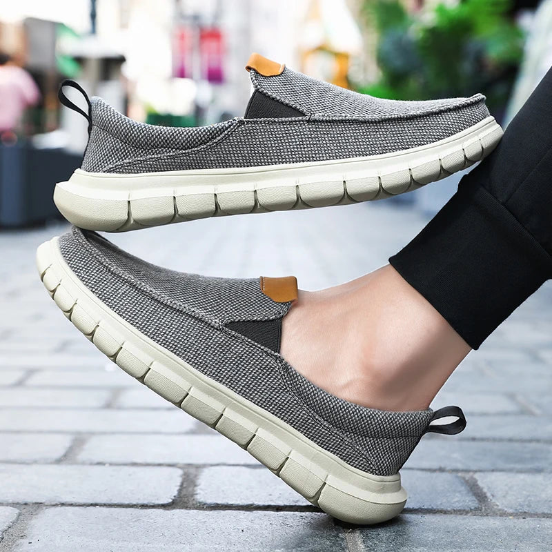 Men Casual Canvas Shoes Mens Loafers Breathable Slip on Flats Male Vulcanized Shoes Driving Shoes Plus Size 47 Walking Sneakers