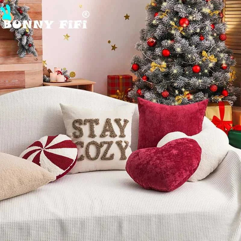 Beige Heart Tree Sugar Christmas Cushion White Red Pillow Cover for Home Decoration Soft Chenille Plush Tufted Emboridered The jack market .AU The jack market .AU Home $ 43 14:201619812#Love