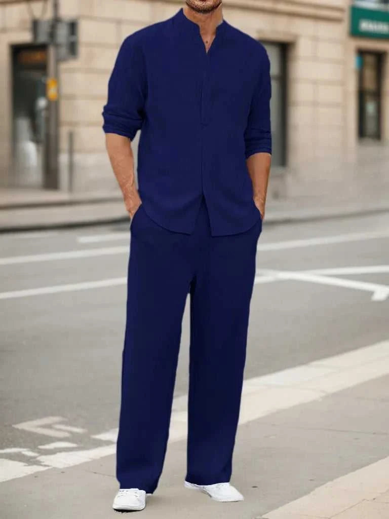 Men's Fall Casual Outfits Solid Color Henley Collar Long Sleeve Tops with Elastic Waist Pants Long Sleeve Pants Shirt Suit The jack market .AU The jack market .AU Men Fashion $ 47 14:193#Black;5:100014064