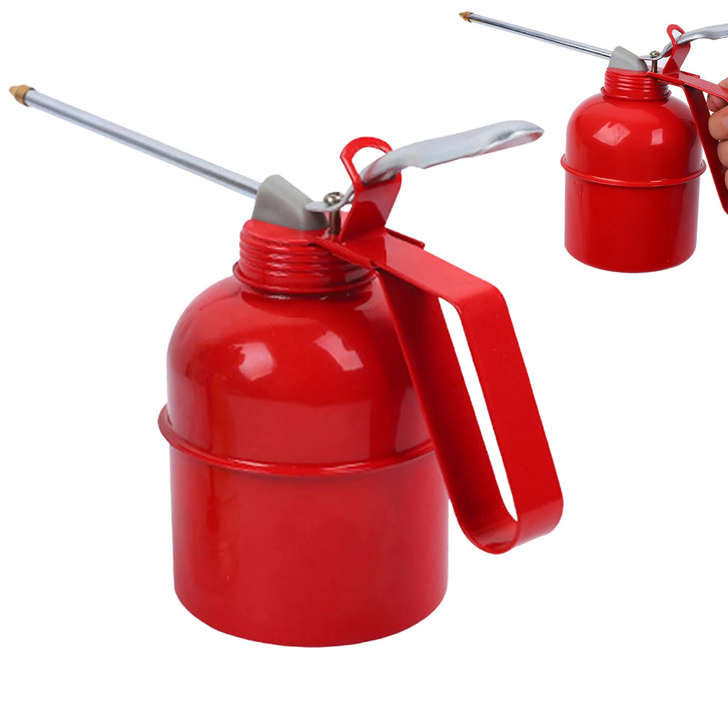 Hand Pump Oiler Can Metal Oil Can Oil Pot with Spout Pump Oiler Industrial Home Vehicles Lubrication Lubricating Oil Can Garage