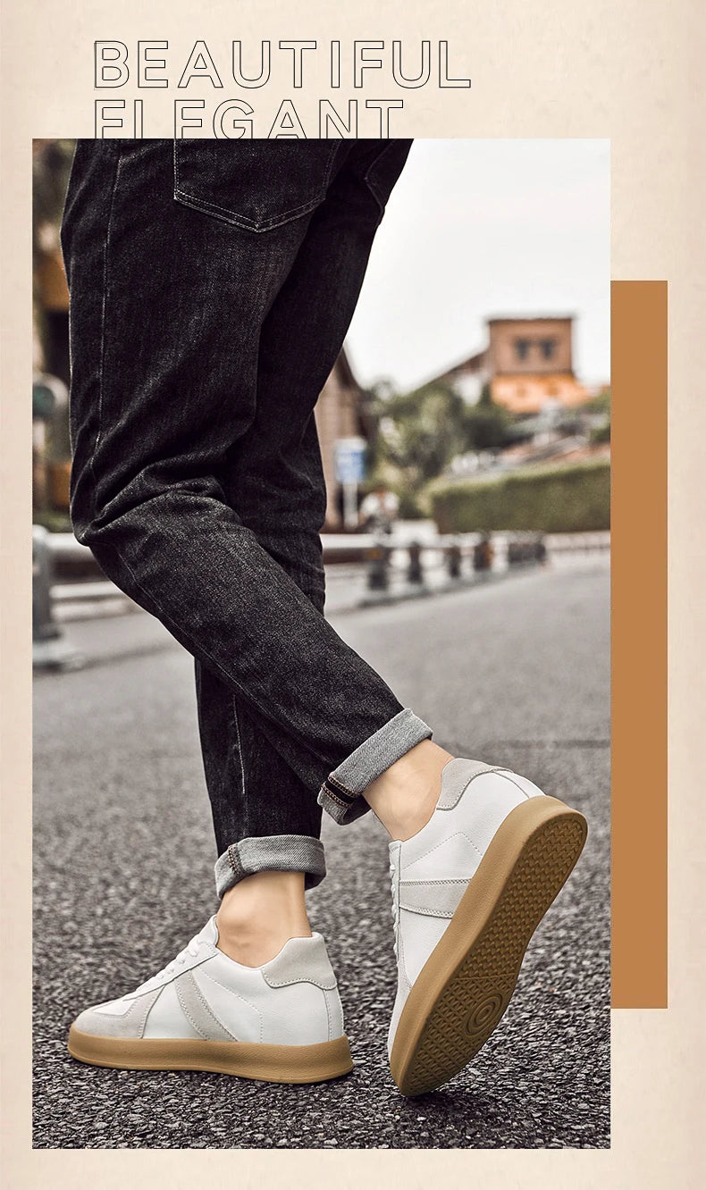Men Women Genuine Leather Casual Elevator Shoes Leisure Sneakers Sports Zapatos Mujer Men's Height Increasing Shoes Tennis Shoes