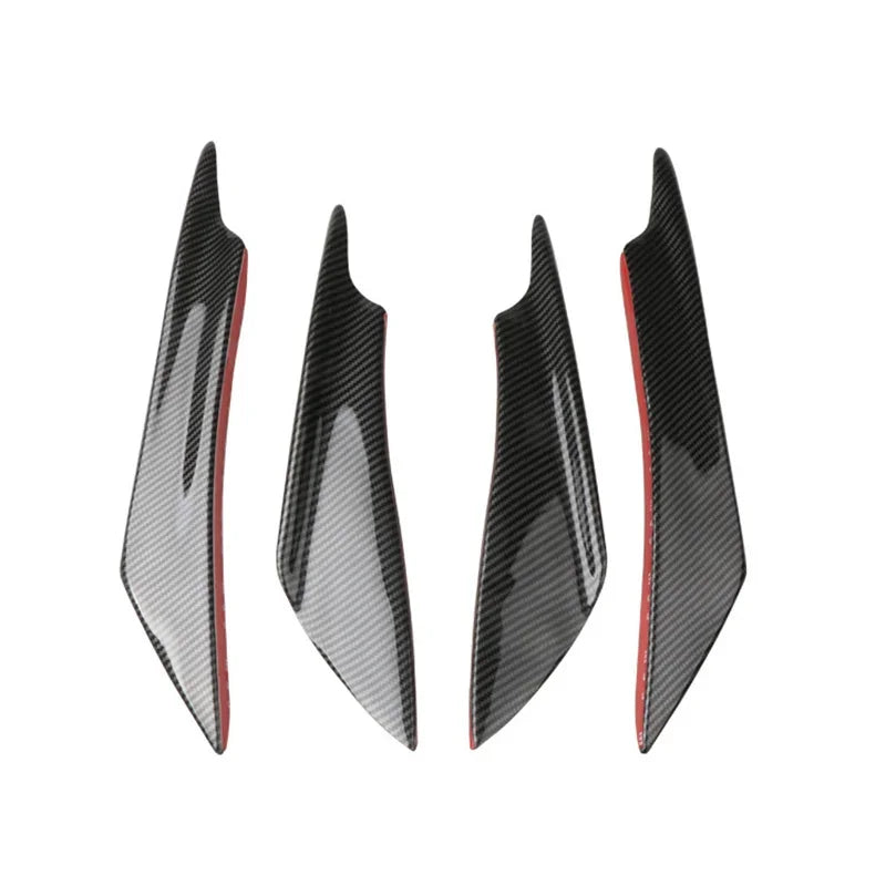 4pcs Universal Car Front Bumper Lip Fin Splitter Body Spoiler Canards Spoiler Car Tuning Canard Decor Black Carbon Fiber