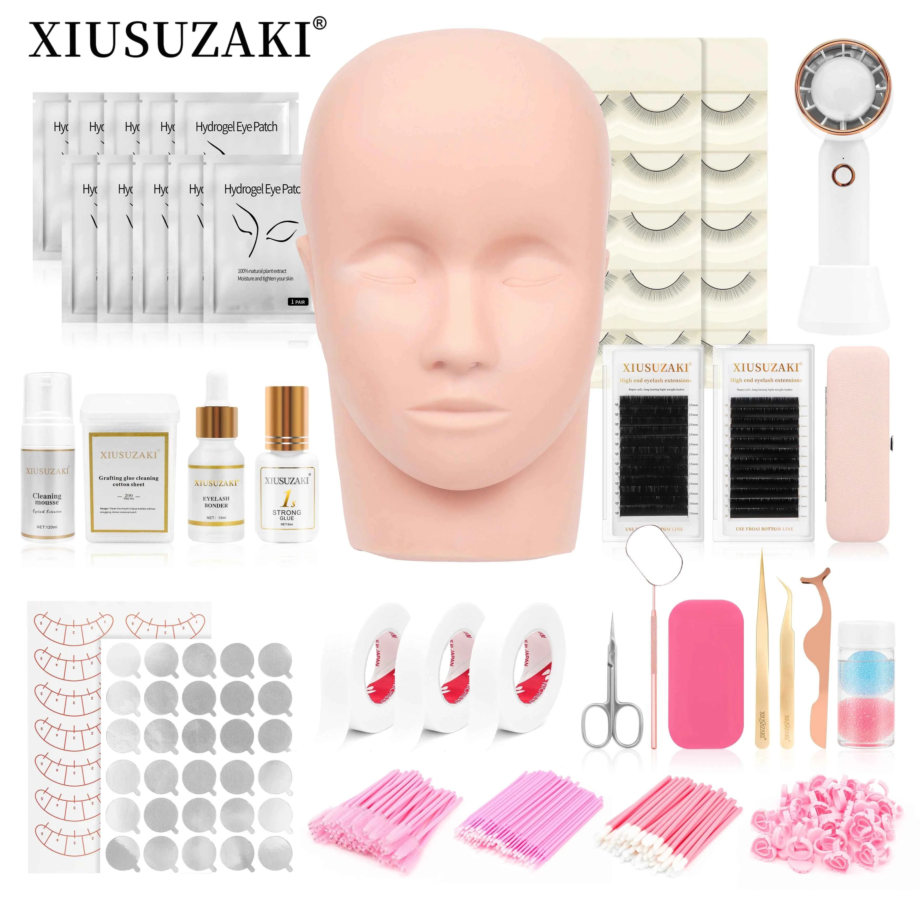 XIUSUZAKI False Eyelash Extension Kit Set for Beginner Practice Kit Supplies Lash Accessories Makeup Set