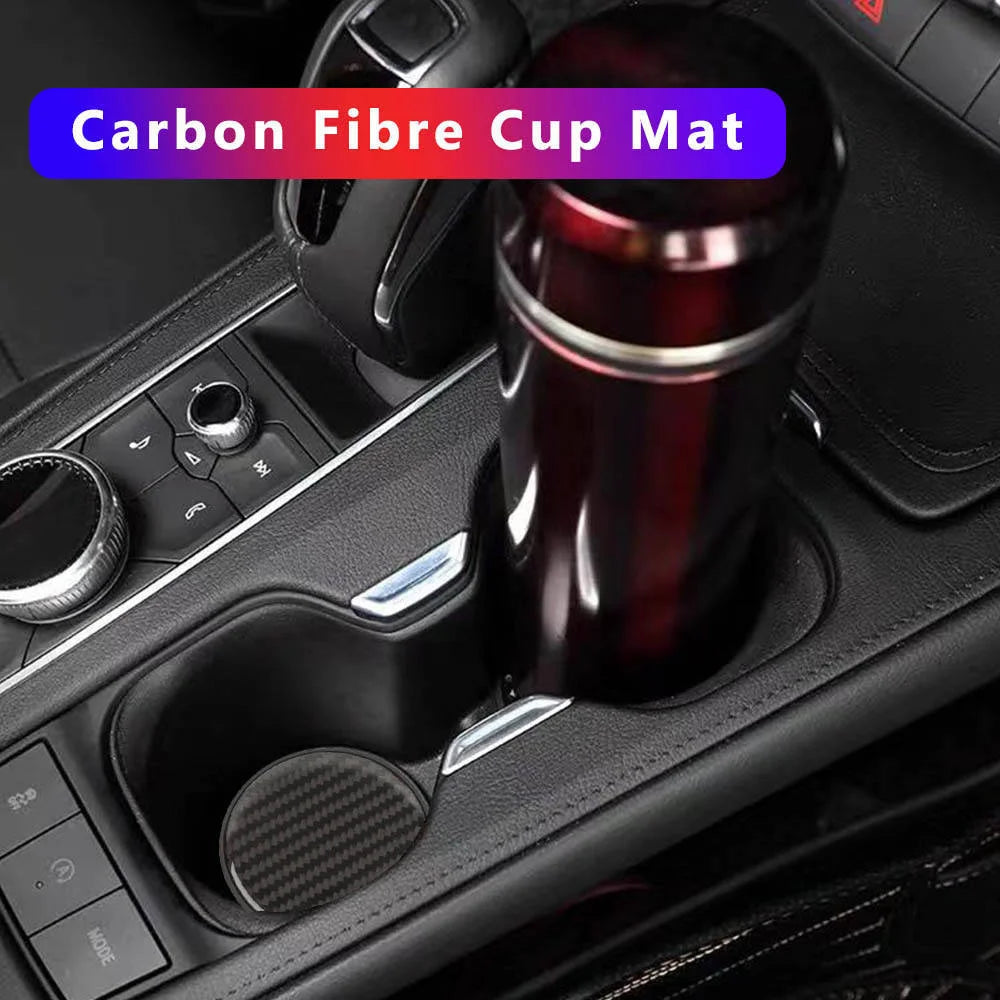 2PCS Car Cup Holder Mats, Additions for Vehicle Interior Decoration, Easy to Maintain, Non-Slip, Long-Lasting, Fits Most Sizes