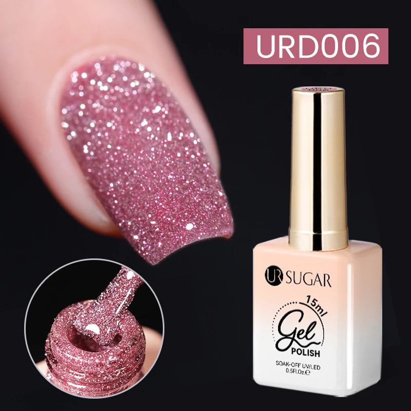 UR SUGAR 15ml  Autumn Winter Red Cat Magnetic Gel Nail Polish White Dopamine Nail Sparkling Glitter Soak Off UV LED for Manicure