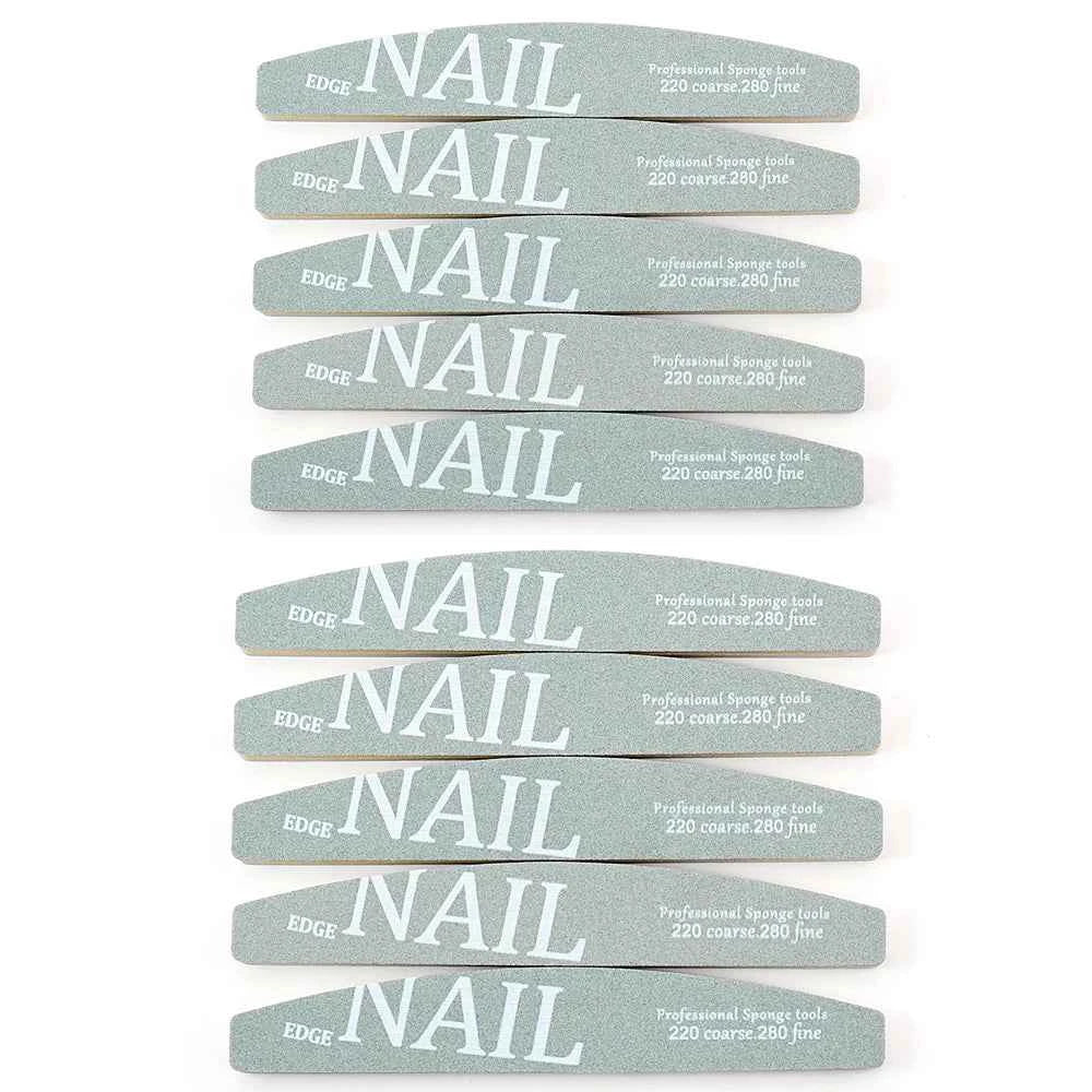 5/10 Sponge Block Nail Art File 220/280 Grit Green/Grey Halfmoon Lime a Ongle Buffer Nail Supplies Professional Manicure Tools