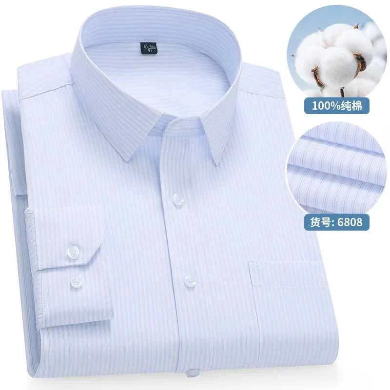 High Quality 100% Cotton Men's Shirts Long Sleeve Slim Fit Business Formal Striped Shirt Social Male Clothing Plus Size 8XL 7XL The jack market .AU The jack market .AU Men Fashion $ 43 14:691#6808;5:200000900#47 Size (100-110KG)