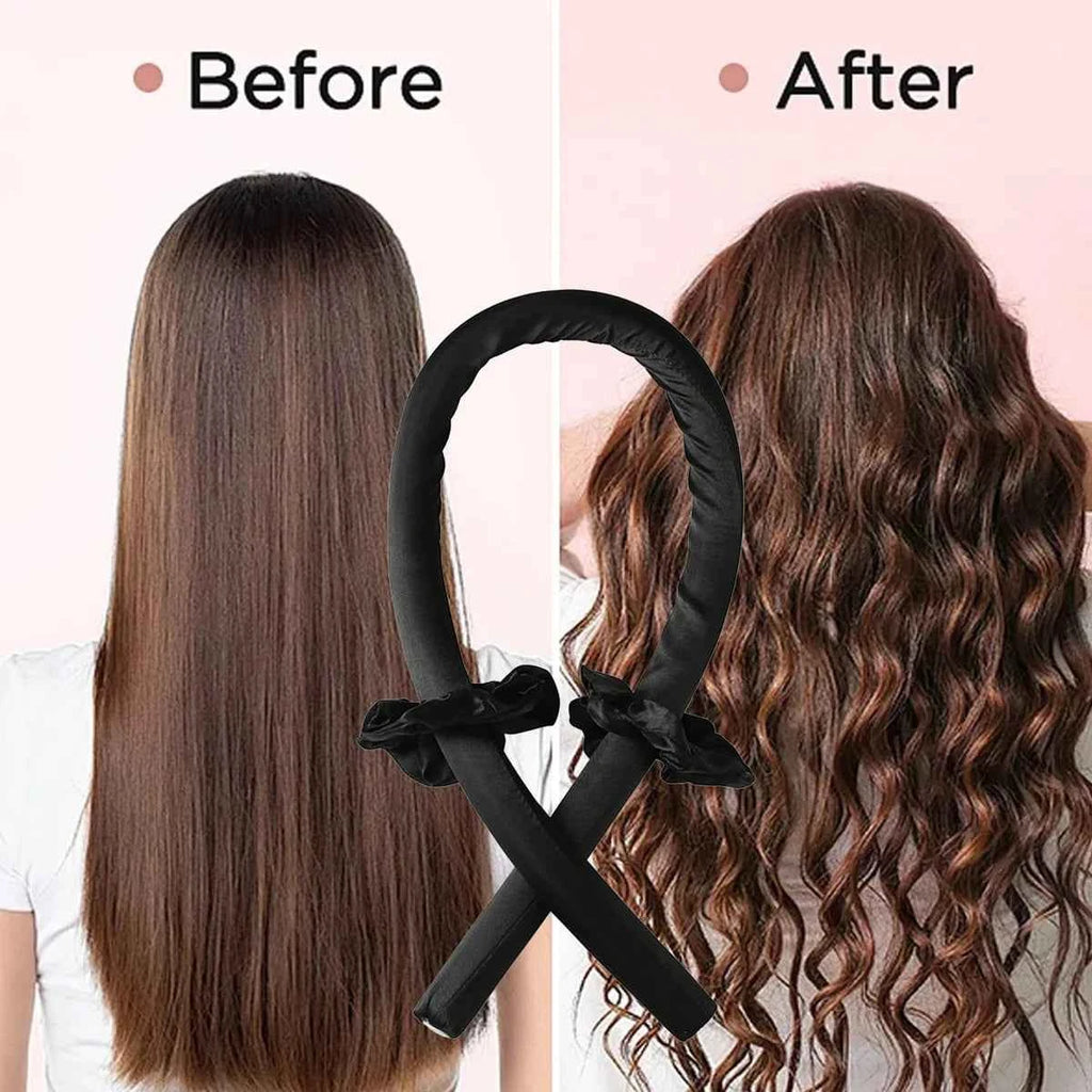 Heatless Curls Set by [Brand Name] - 6pcs No-Heat Curling Rods & Satin Sleep Cap for Effortless, Overnight Glam
