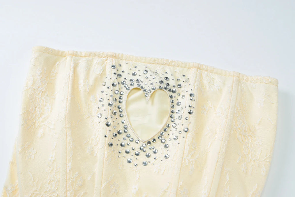 Hugcitar Heart-Shaped Cutout Mini Dress - Sexy Sequined Mesh with Zipper for Summer Festivals & Birthdays