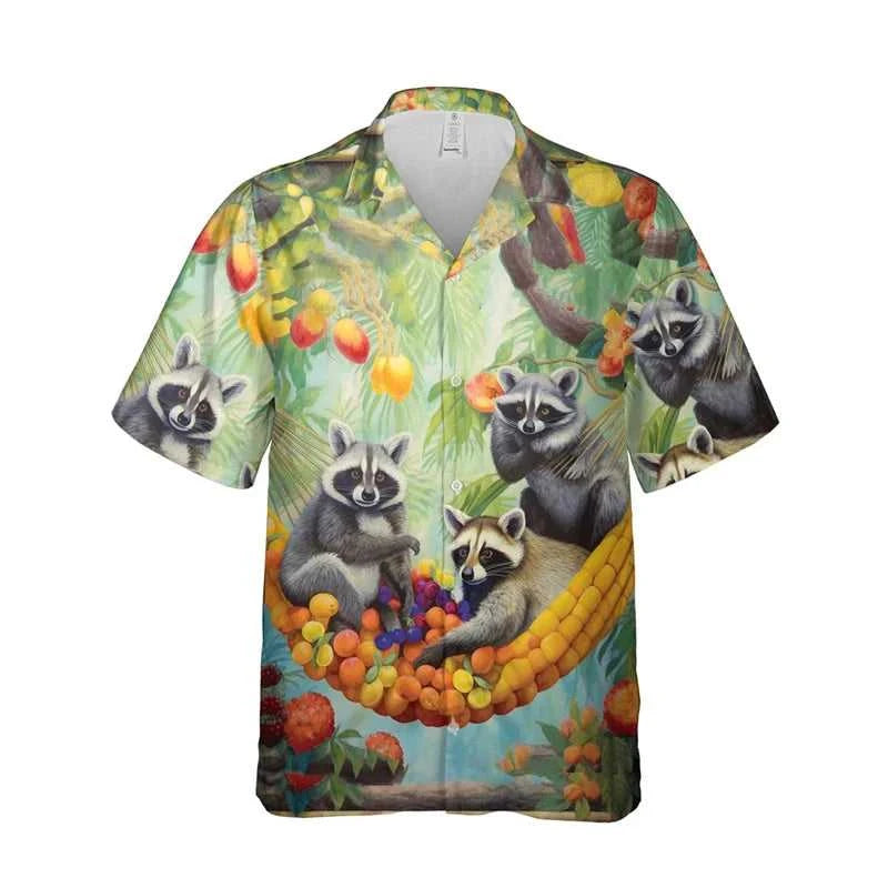 Funny Animal Raccoon 3D Print Beach Shirts For Men Procyon Lotor Lover Short Sleeve Bear Lapel Blouse Hawaiian Boy Button Tops The jack market .AU The jack market .AU Men Fashion $ 30 14:193#CS2024AT1802;5:100014064