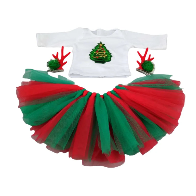 Nenuco 17-Inch Baby Doll Dress - Festive Christmas Tree Design with Red & Green Skirt for 40cm Dolls