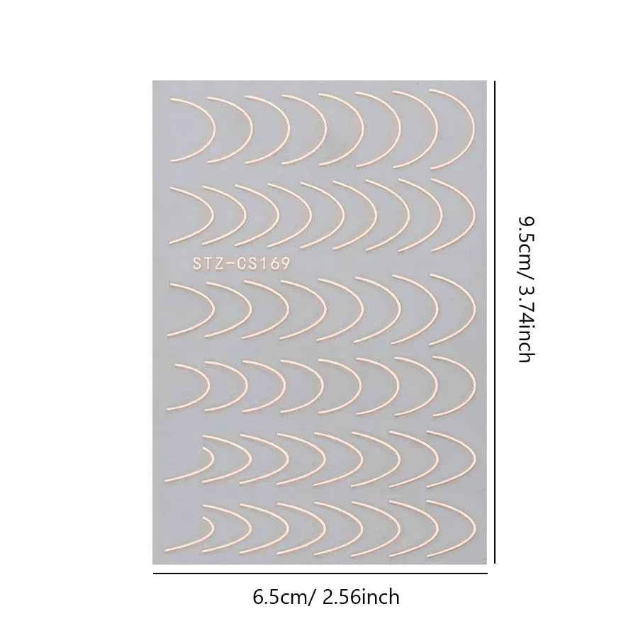 GlamNail Metallic French Line Stickers - 4 Pcs Easy Apply Nail Art Decals for Effortless Manicure Glam