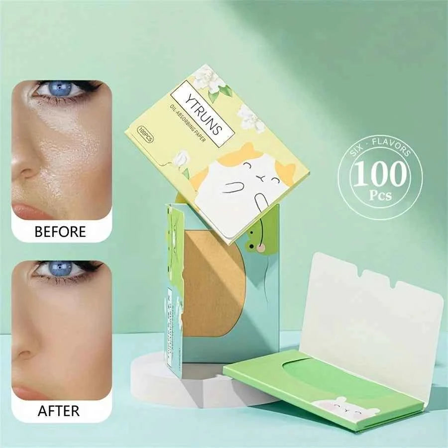 GlowPro Oil Blotting Papers - 100 Sheets for Instant Oil Control & Deep Pore Care
