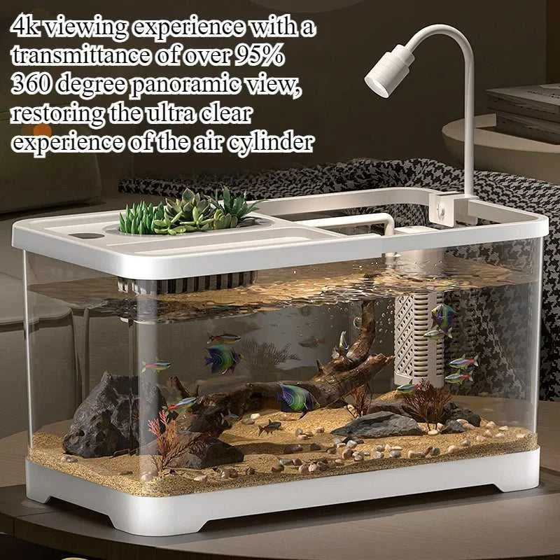 Fish tank household aquarium living room desktop ecological circulation tank filter oxygenation integrated tank with cover The jack market .AU The jack market .AU Fishing Gear $ 54 14:200006152#Large 3