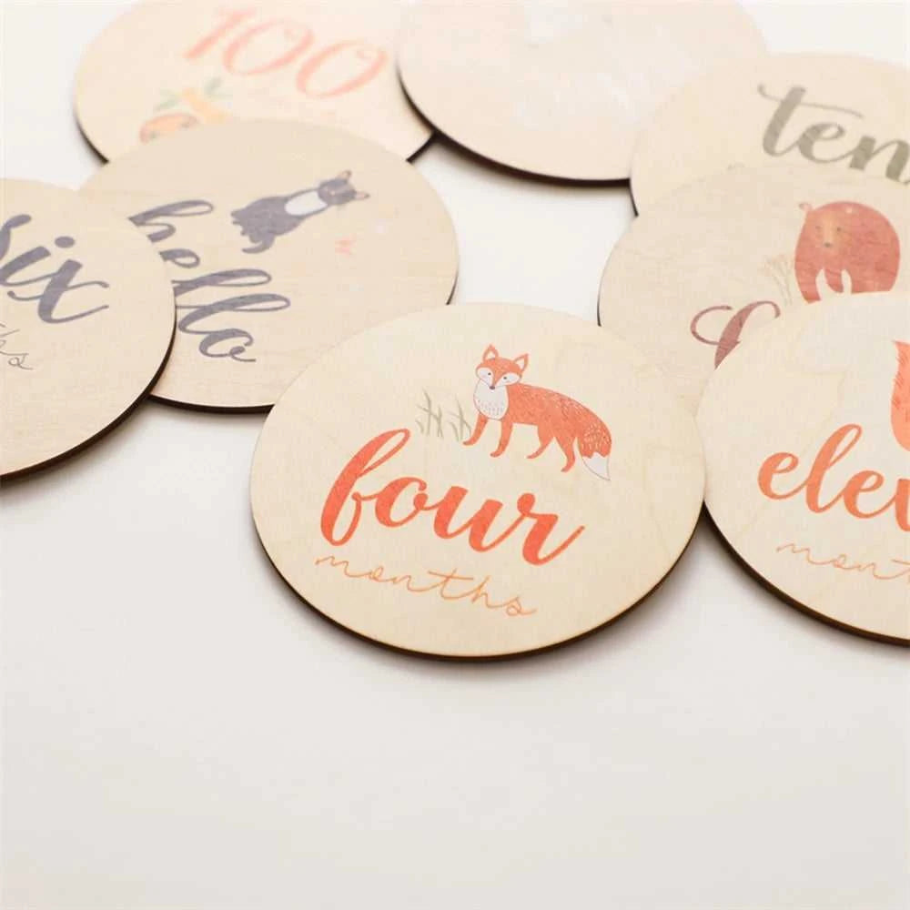 Baby Bear Milestone Number Monthly Memorial Cards Newborn Birthday Gifts Souvenir Newborn Birth Photo Photography Accessories