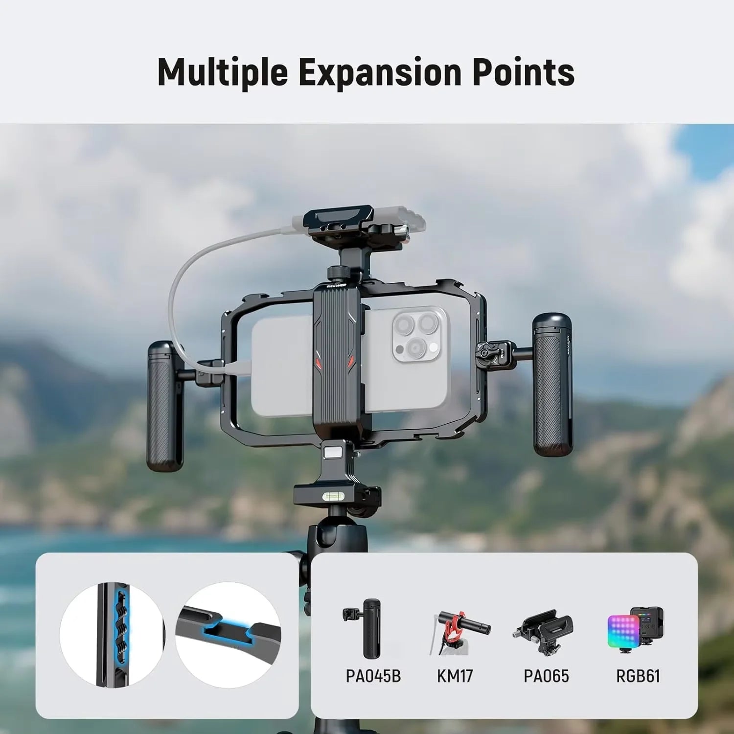 NEEWER Universal Phone Cage, Smartphone Video Rig with Quick Release Mounts Cold Shoes for Videomaker Filmmaking Vlogging