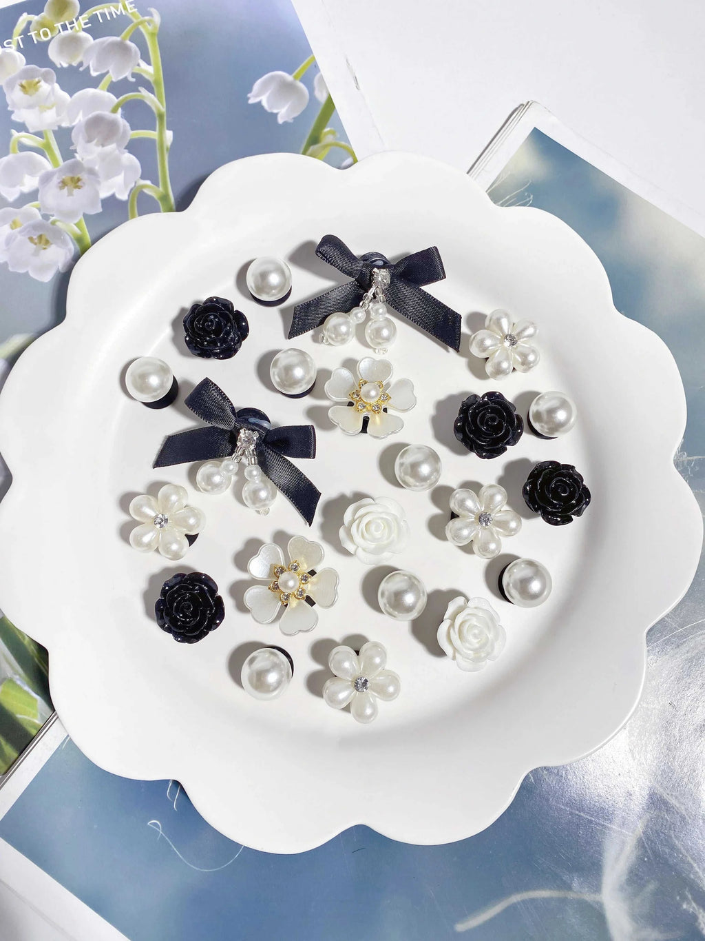 22 pieces of black ABS pearl bow, black rose, white diamond flower, rose, ABS pearl shoe buckle DIY decoration, multi-functional The jack market .AU The jack market .AU Step Up Your Style: Trendy Shoes for Every Occasion! $ 50 14:193#ABSheizzhdjie-22