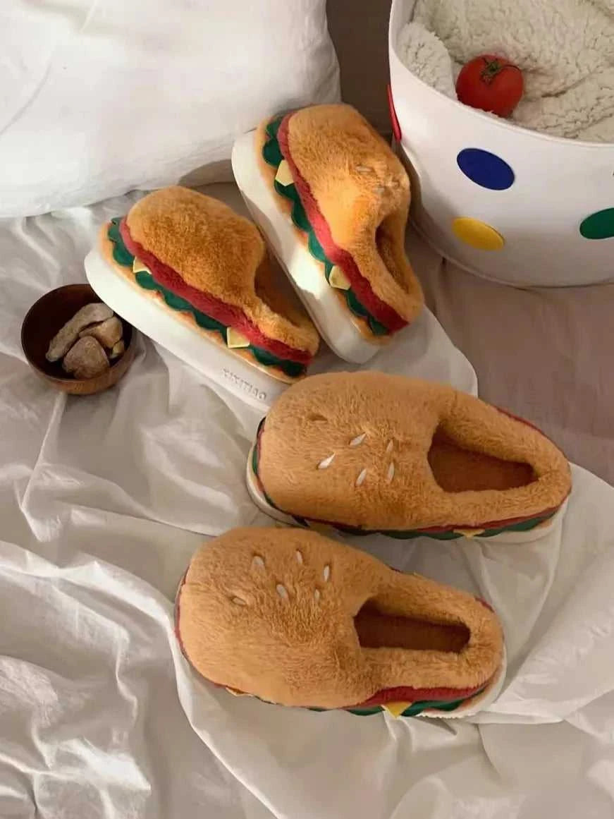 Funny Cute Hamburger Home Slippers Shoes For Men And Women Indoor Household Slippers Warm And Non Slip Winter Fun Couple Cotton The jack market .AU The jack market .AU Step Up Your Style: Trendy Shoes for Every Occasion! $ 75 14:366#Package Cute Burger;200000124:201446565