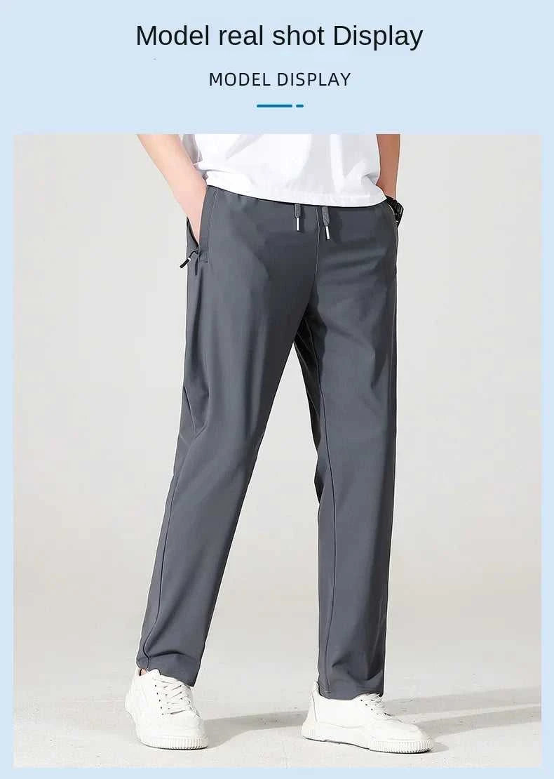 Ice Silk Men's trousers 2024 summer black-and-gray thin style business casual pants outdoor stretch breathable straight leg loos The jack market .AU The jack market .AU Men Fashion $ 51 14:175#qianhui;200007763:201336106;5:200661035