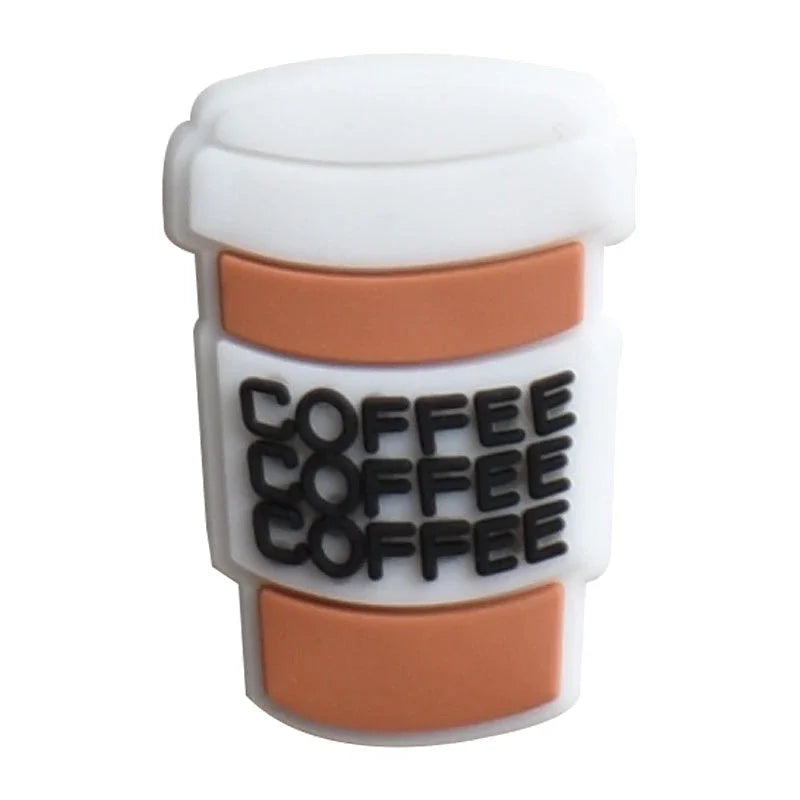 Coffee Shoe Charms for Crocs Accessories Men Clogs Pins Women Badges Boy Girls Jeans Kids Decorations Buckle Shoes Accessories