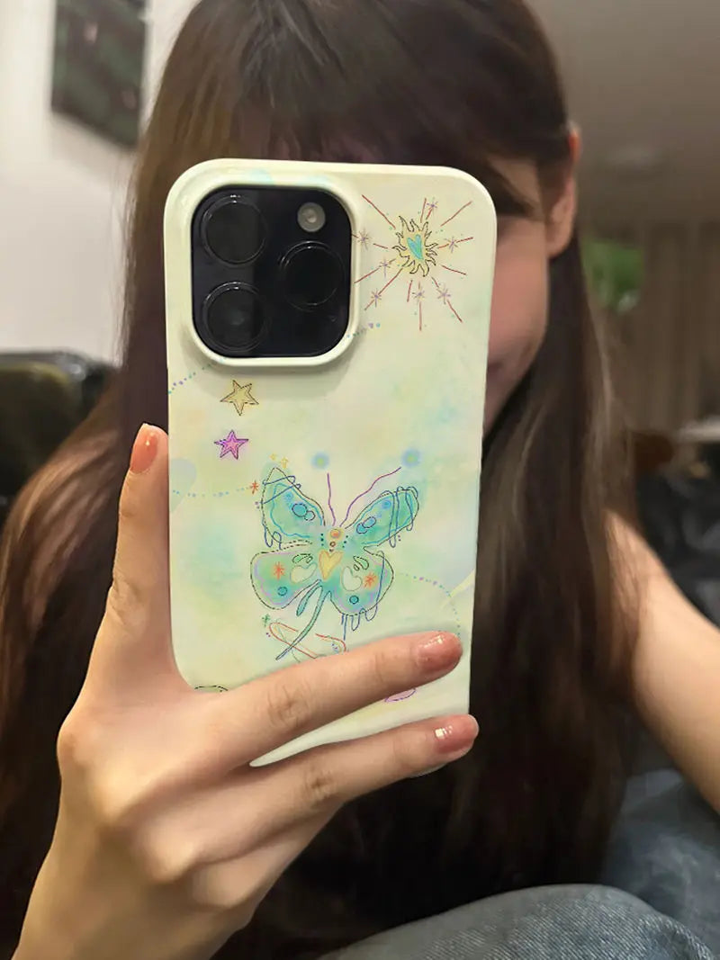 Butterfly Dreams Shockproof iPhone Case - Cute Cartoon Design for iPhone 16, 15, 14, 13 Pro Max, 12, 11, 8, 7, X, XS, XR