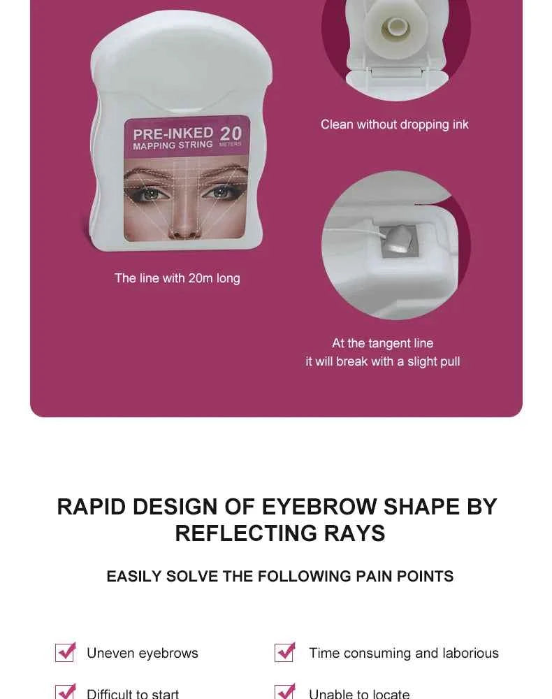 Microblading Mapping String - Liquid-Free Eyebrow Positioning Tool for Perfect Makeup Application