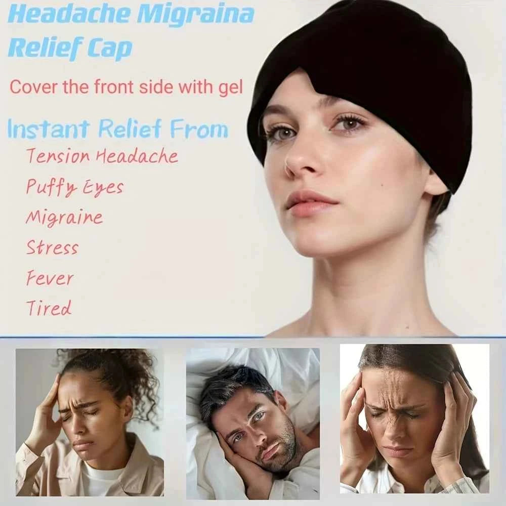 Migraine Relief Cap - Dual Hot & Cold Therapy Head Wrap for Headaches, Sinus Pressure & Puffy Eyes