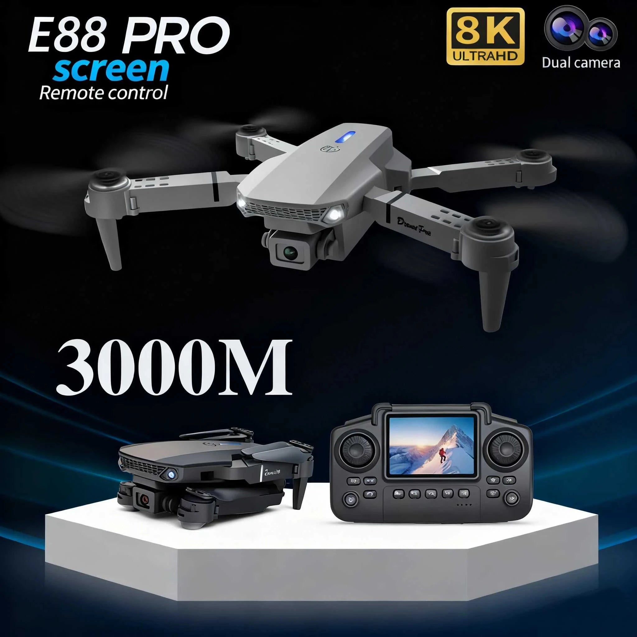 2026 New original E88 Air With Screen-Controlled Lighting Mini Drone 4K Untal 2 Camera Optical Flow Remote Control Aircraft gift The jack market .AU The jack market .AU Drones $ 81 14:10#Black
