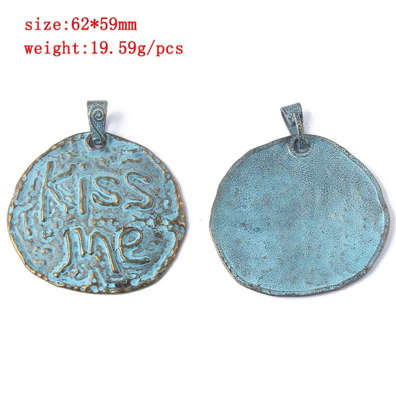 2pcs/lot Verdigris Patina Elephant/Heart/Leaf/Flower/Dragonfly/Butterfly/Swirl/Wing Pattern Pendant Fashion Jewelry Material
