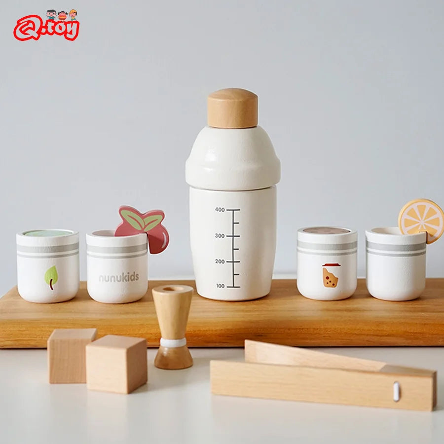 Children Pretend Play Wooden Milk Drink Set Kitchen Food Toys Montessori Learning Educational Kids Simulation Imitation Game