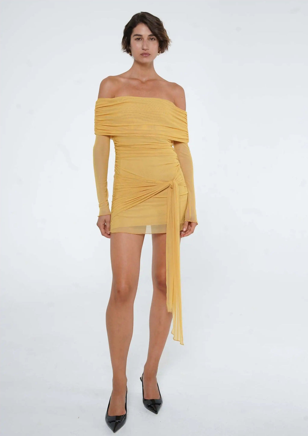 Articat One Shoulder Mesh Dress - Double Layered, Pleated Skirt for Women - Perfect for Vacation & Party