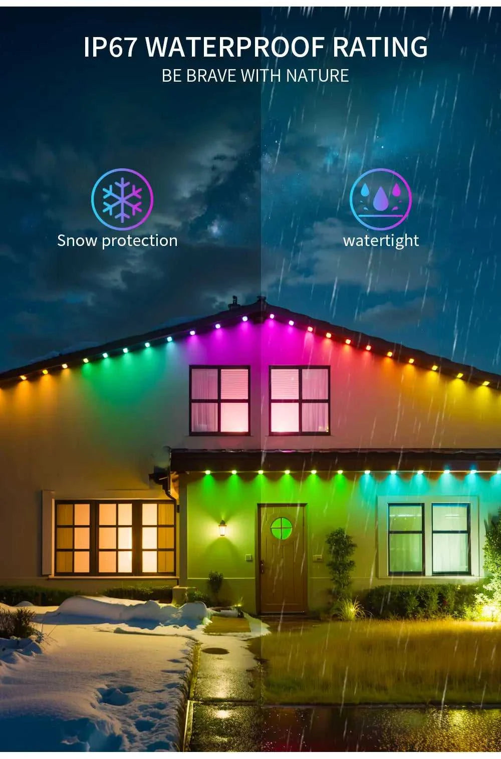 5054 16703IC(WS2811 WS2812B) Outdoor Eaves LED Light String Kit 2.4G BEL+WIFI Controller Work With Alexa Google Home Assistant The jack market .AU The jack market .AU Home $ 224 136:9131281595#Eaves LED Light;14:233220333#UK Plug;380:42061083#45m