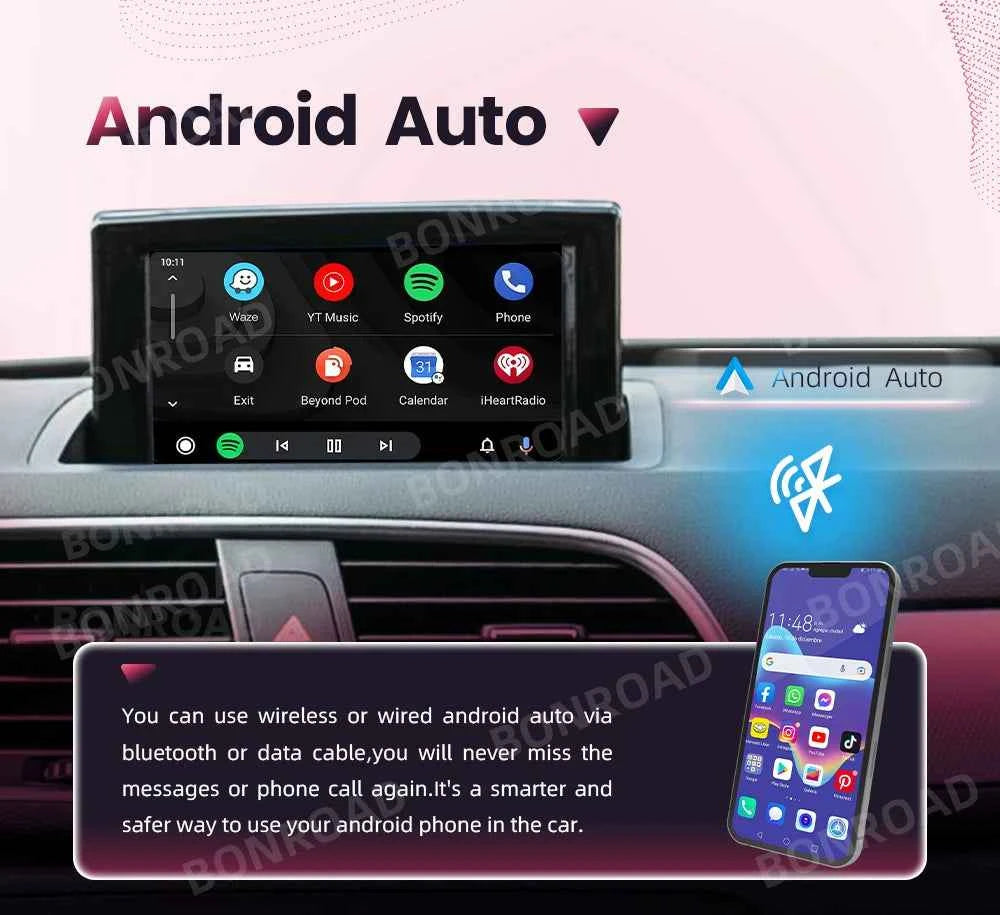 BONROAD Wireless CarPlay Android Auto Interface Adapter for Audi A1 Q3 2013-2018 RMC HNR with AirPlay Mirror Link