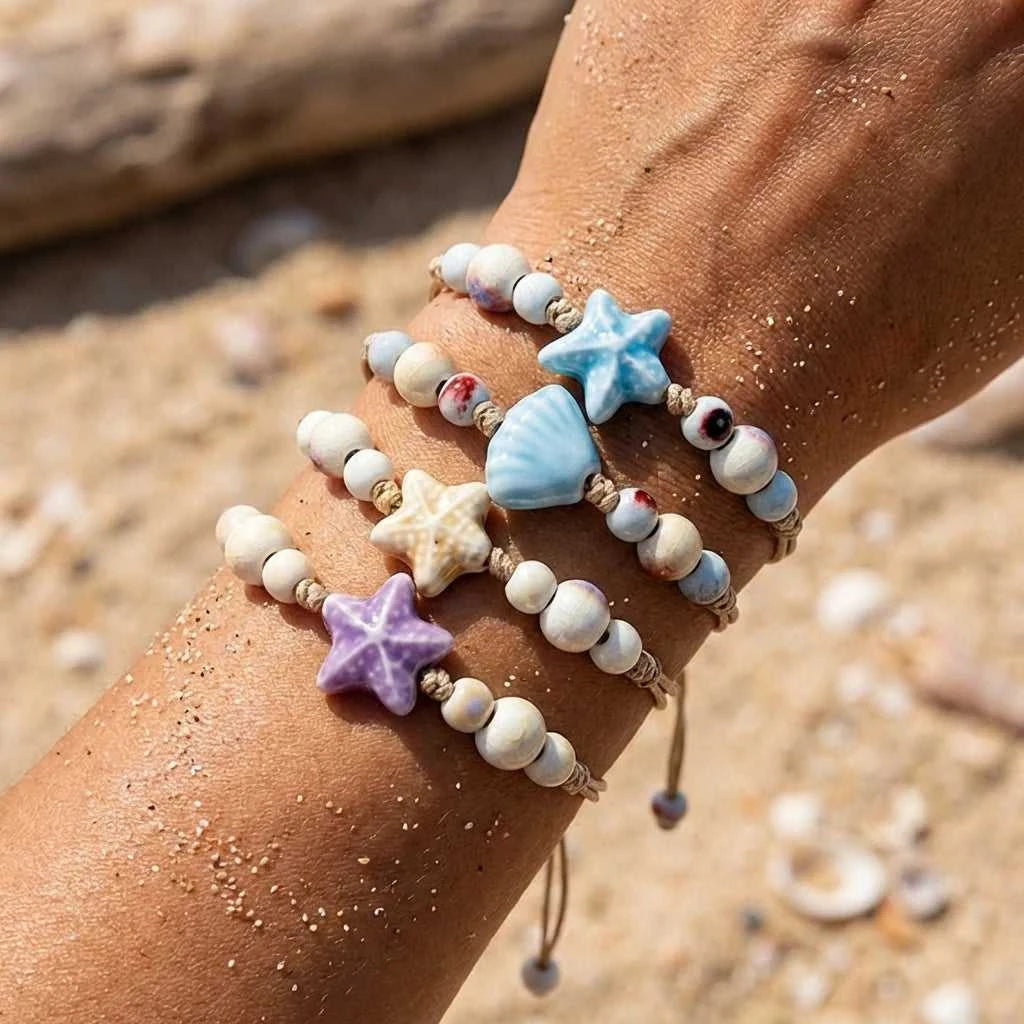 Bohemia Cute Ceramic Starfish Beads Bracelet For Women Handmade Braided Rope Beaded Bracelets Summer Beach Party Charm Jewelry The jack market .AU The jack market .AU Jewellery & Chains $ 46 200001034:361188#BR26Y0107-3