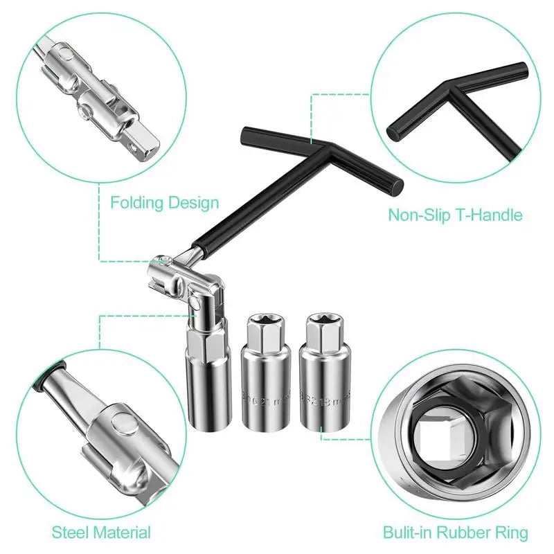 Spark Plug Sleeve T-shape 16/18/21mm  Auto Motorcycle Spark Plug Removal Tools 4PCS Auto Repair Tool Set  Removal Tool