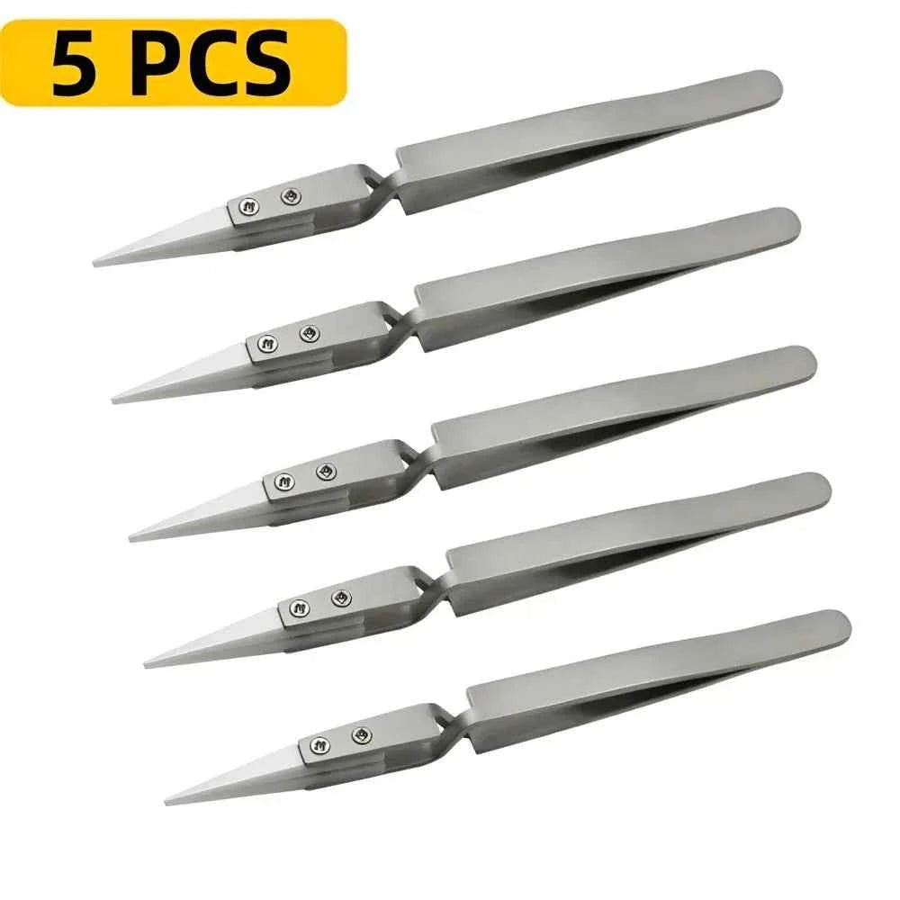 Ceramic Precision Tweezers - Anti-Static, Acid Resistant, Stainless Steel for Electronics Repair
