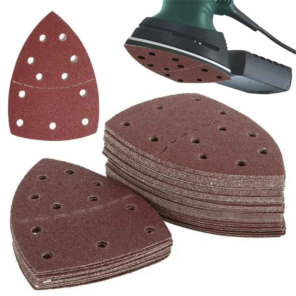 BrandName Triangle Sandpaper Pads - 10Pcs Durable 11-Hole Design for Precision DIY Projects & Orbital Sanders