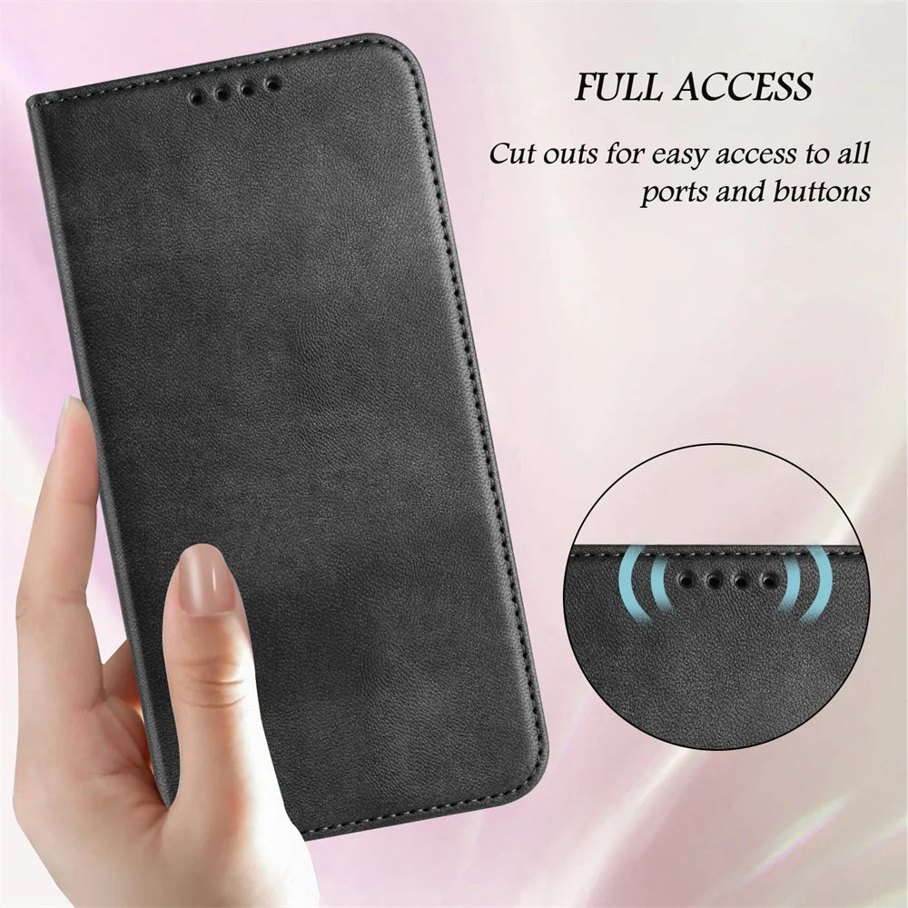 Luxury Leather Wallet Flip Case for Xiaomi Redmi 15/15C & Poco C85 - Magnetic Back Cover