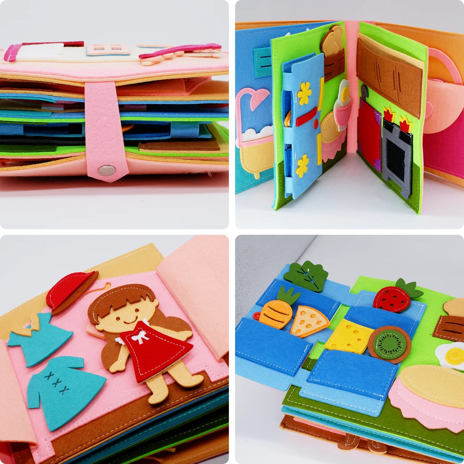 Toddlers Montessori Toy Busy Book Quiet Book Pretend Play Toy Early Educational Activity Book with Life Skills Cognition